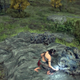 A screenshot from Lance McDonald's Elden Ring video depicting their Tarnished collecting dream mist to craft the Lands Between's favorite alcoholic drink, dreambrew.